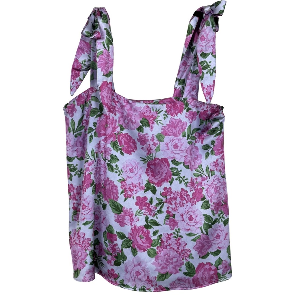 Show Me Your Mumu Floral Tie Strap Tank Top Medium Pink Coquette Cottagecore
